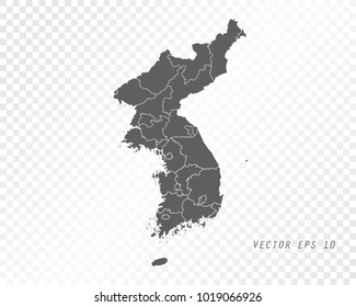 Map of Korea , vector illustration on transparent background. Items are placed on separate layers and editable.