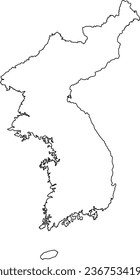 Map of the Korean Peninsula with Medium Outline