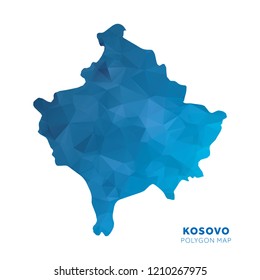 Map of Kosovo. Blue geometric polygon map.