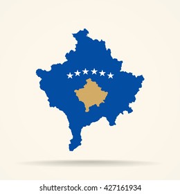 Map of Kosovo in Kosovo flag colors