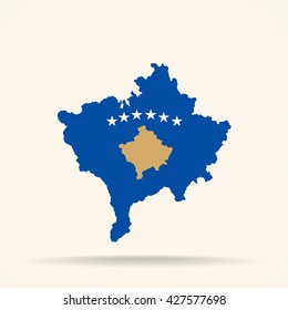 Map of Kosovo in Kosovo flag colors