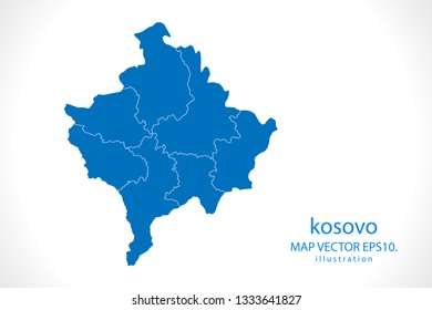 Map of kosovo - High detailed blue map on white background. Abstract design vector illustration Eps 10