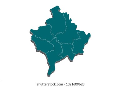 Map of kosovo. High detailed vector map - kosovo. Kosovo map - blue geometric rumpled triangular low poly style gradient graphic background, Vector illustration eps 10. - Vector