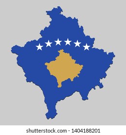 Map of Kosovo with national flag. Vector Illustration.