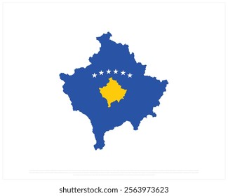 Map of KOSOVO on a white background, Editable Vector illustration of KOSOVO flag, National Day design, vector design of Kosovo Map, National Day of Kosovo