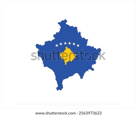 Map of KOSOVO on a white background, Editable Vector illustration of KOSOVO flag, National Day design, vector design of Kosovo Map, National Day of Kosovo