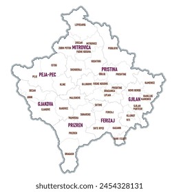Übersichtskarte des Kosovos: Vektorillustration der Verwaltung