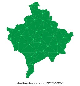 Map of Kosovo from Polygonal wire frame low poly mesh,Kosovo map Vector Illustration EPS10.