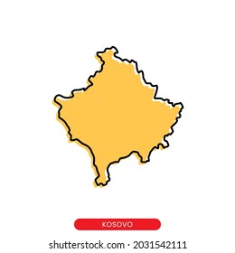 Mapa de la plantilla de diseño de vectores de Kosovo. Estilo sencillo con trazo editable.