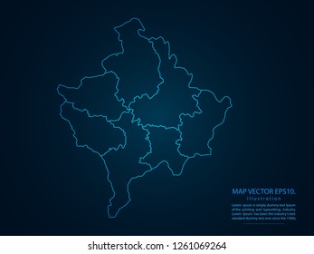 Map of kosovo,Abstract mash line and point scales on dark background for your web site design map logo, app, ui,Travel. Vector illustration eps 10.