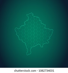 Map of Kosovo-Wire frame 3D mesh polygonal network line, design sphere, dot and structure. Vector illustration eps 10.