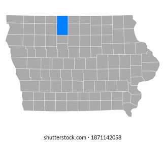 Map of Kossuth in Iowa on white