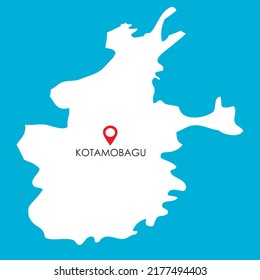 Map of Kotamobagu in North Sulawesi, Indonesia with icon location