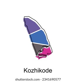 Map Of Kozhikode City Modern Simple Geometric, illustration vector design template
