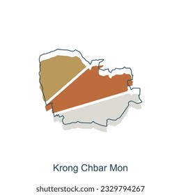 Map of Krong Chbar Mon modern with outline illustration design template, province isolated cambodia map