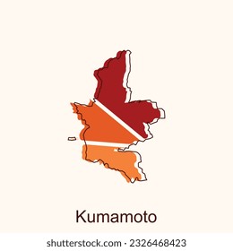 map of Kumamoto vector design template, national borders and important cities illustration