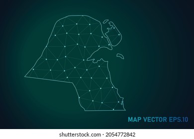 Map of kuwait - Abstract mash line and point scales on dark gradient background. Wire Frame 3D mesh polygonal network line, design sphere, dot and structure. Vector illustration eps 10.