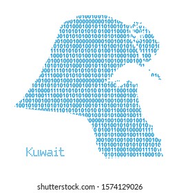 map of Kuwait from binary code vector illustration