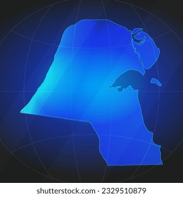 Mapa de Kuwait de color azul. Plantilla para sitio web, informe anual, noticias, infografías. Ilustración vectorial 