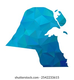 Map of Kuwait - Blue Polygonal Design For Your. Vector illustration eps 10.