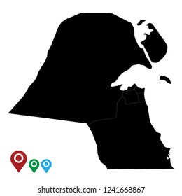 Map of Kuwait, High Detailed Map of Kuwait isolated on white background.Vector illustration eps 10