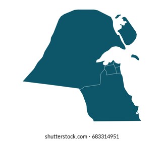 Map of Kuwait - High detailed on white background. Abstract design vector illustration eps 10.