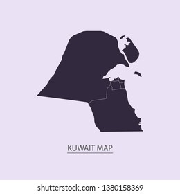 Map of Kuwait - High detailed map violet outline map with caption on violet background.Abstract design vector illustration eps 10.