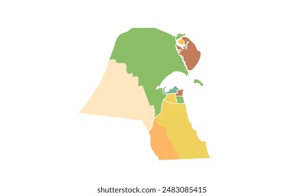 Mapa de Kuwait aislado estilo colorido moderno. para diseños de Sitio web, fondo, educación, preciso, personalizable, Viajes por todo el mundo, mapa silueta de fondo, geografía de la tierra, política, informes. 