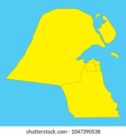 Map of Kuwait isolated on a blue background.
