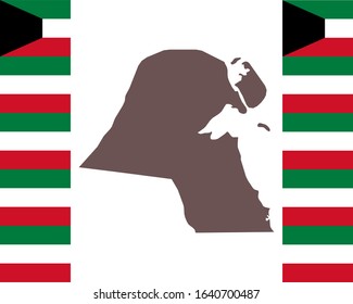 Map of Kuwait on background with flag