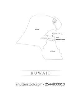 Karte von Kuwait mit Vertretung der Verwaltungseinheiten