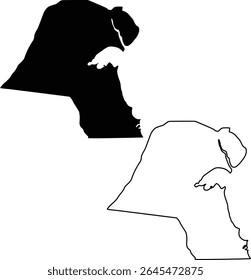 Map of Kuwait Silhouette Flat and Outline
