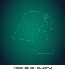 Map of Kuwait-Wire frame 3D mesh polygonal network line, design sphere, dot and structure. Vector illustration eps 10.