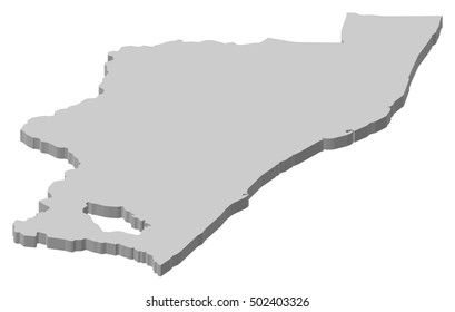 Map - KwaZulu-Natal (South Africa) - 3D-Illustration