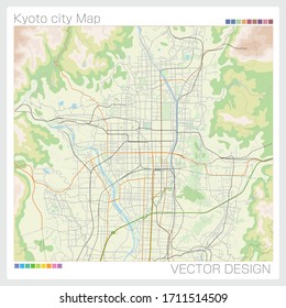 Map of Kyoto city in Japan,Vector illustration. 