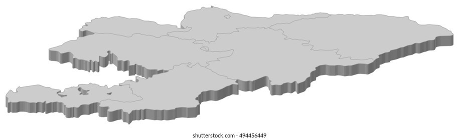 Map - Kyrgyzstan - 3D-Illustration