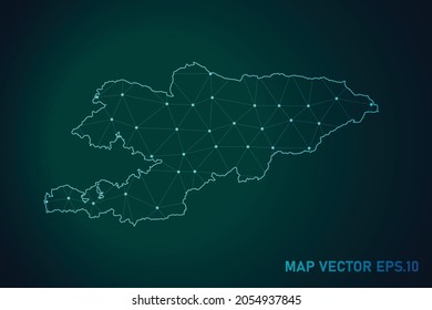 Map of kyrgyzstan - Abstract mash line and point scales on dark gradient background. Wire Frame 3D mesh polygonal network line, design sphere, dot and structure. Vector illustration eps 10.
