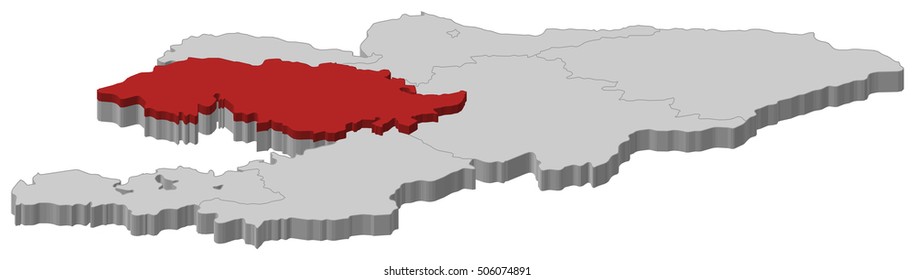 Map - Kyrgyzstan, Jalal-Abad - 3D-Illustration
