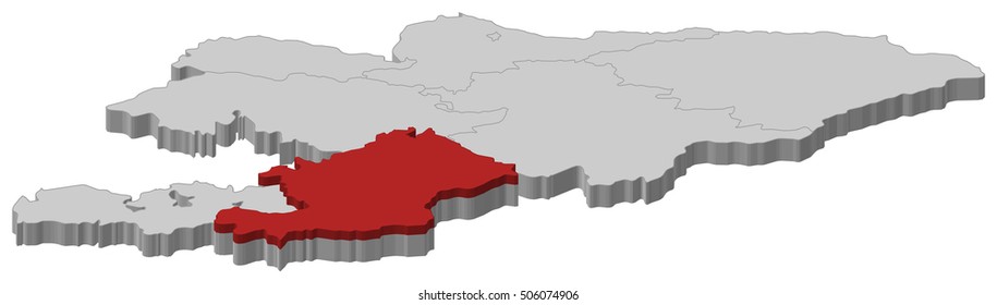 Map - Kyrgyzstan, Osh - 3D-Illustration