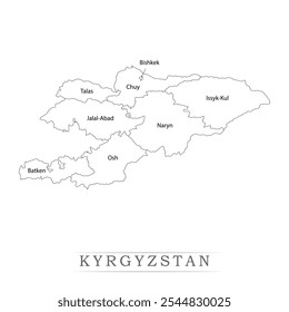 Karte Kirgisistans mit Vertretung der Verwaltungseinheiten