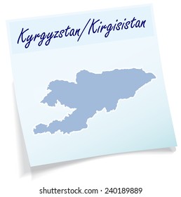 Map of kyrgyzstan as sticky note in blue