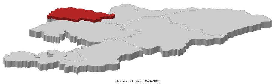 Map - Kyrgyzstan, Talas - 3D-Illustration