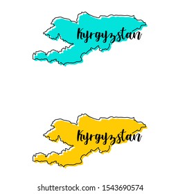 Map of Kyrgyzstan Vector Design Template.