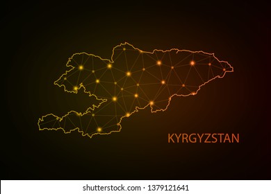 Map of Kyrgyzstan. Wire frame 3D mesh polygonal network line, design sphere, dot and structure. communications map of Kyrgyzstan. Vector Illustration EPS10. - Vector - Vector