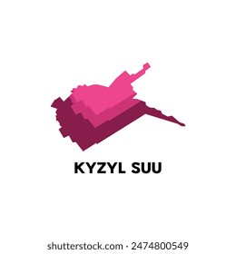 Map Of Kyzyl Suu City Modern Simple Geometric, illustration vector design template