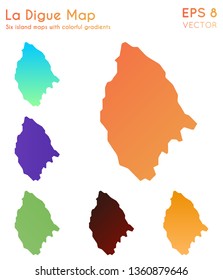 Map of La Digue with beautiful gradients. Astonishing set of island maps. Comely vector illustration.