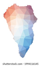 Map of La Palma. Low poly illustration of the island. Geometric design with stripes. Technology, internet, network concept. Vector illustration.