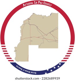 Map of La Paz County in Arizona, USA arranged in a circle.