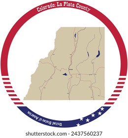 Map of La Plata County in Colorado, USA arranged in a circle.