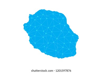 Map of La Réunion from Polygonal wire frame low poly mesh,La Réunion map Vector Illustration EPS10.